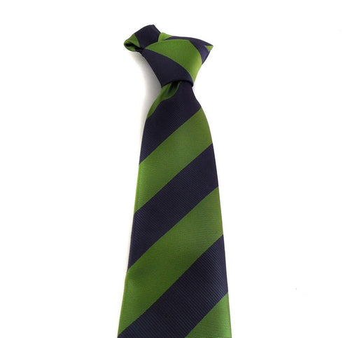 green and navy barber striped tie